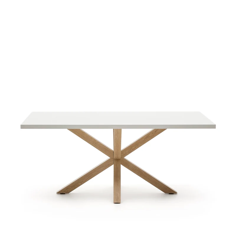 Argo table in melamine with white finish and wood-effect steel legs 180 x 100 cm