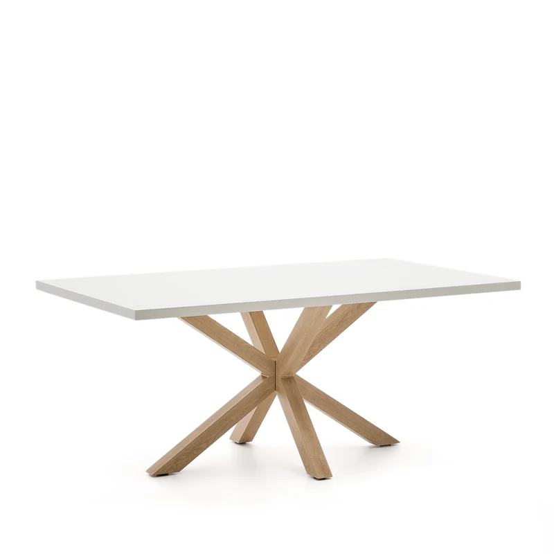 Argo table in melamine with white finish and wood-effect steel legs 180 x 100 cm