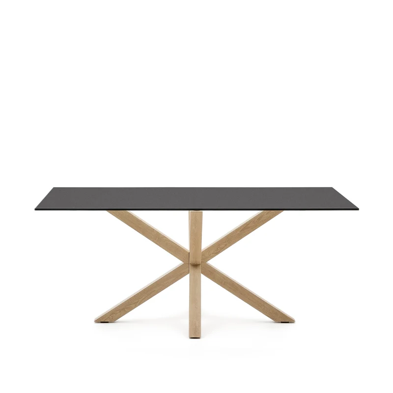 Argo table 180x100 cm, steel in sonoma and black glass