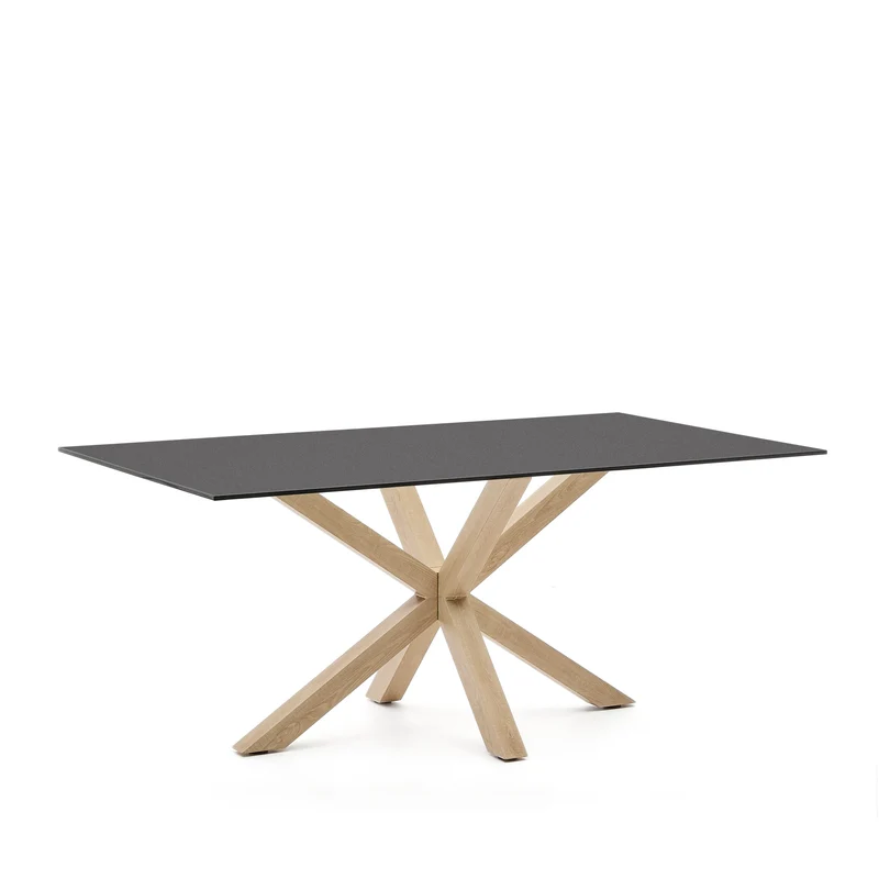 Argo table 180x100 cm, steel in sonoma and black glass
