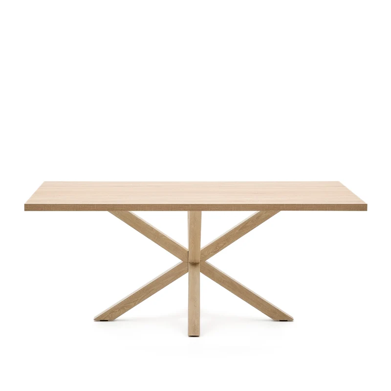Argo table in melamine with natural finish and wood-effect steel legs 200 x 100 cm