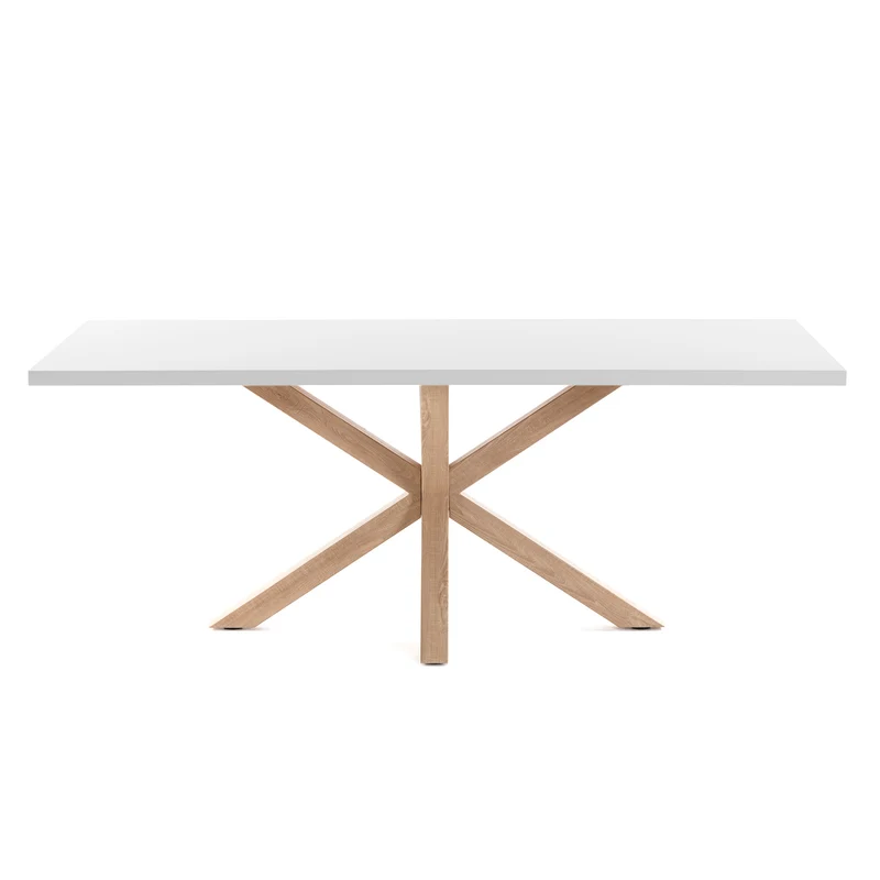Argo table in melamine with white finish and wood-effect steel legs 200 x 100 cm