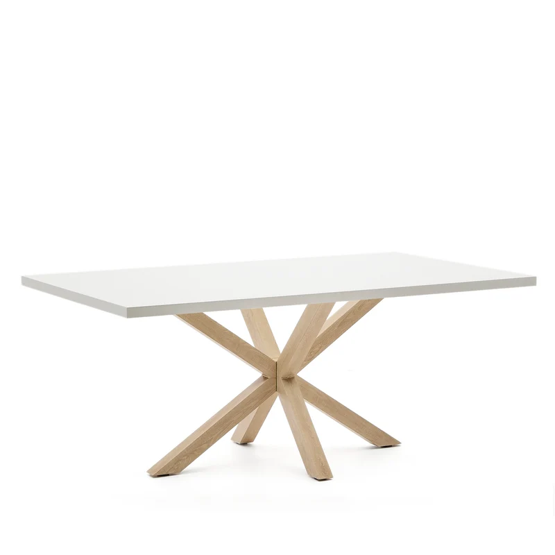 Argo table in melamine with white finish and wood-effect steel legs 200 x 100 cm