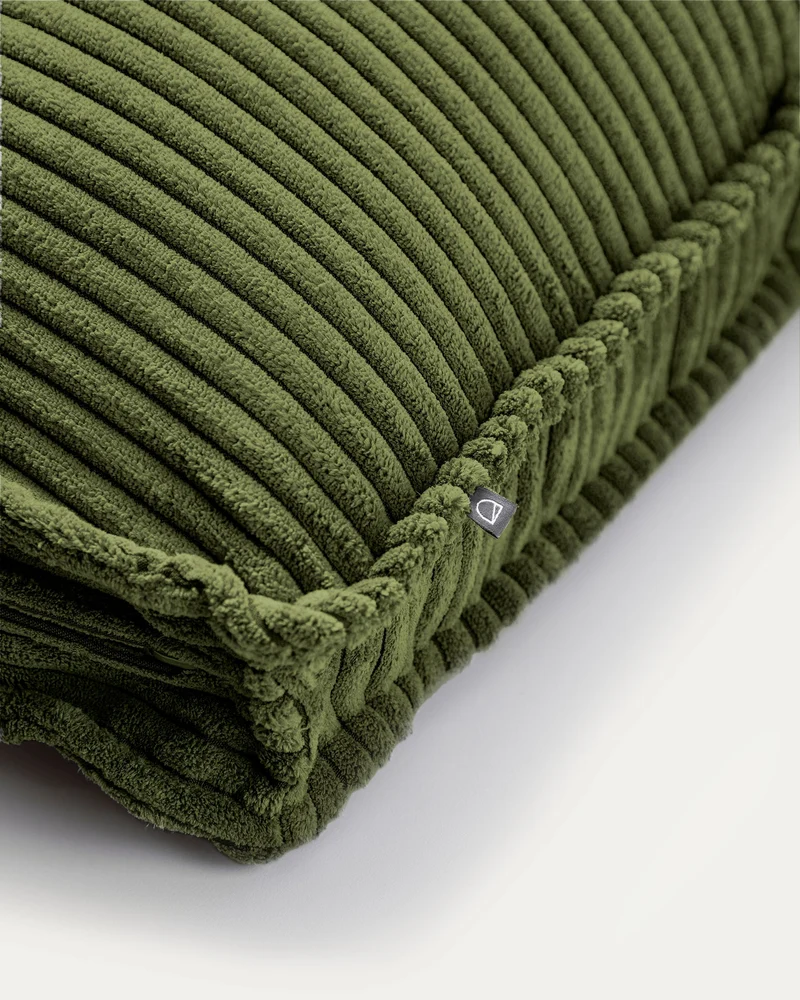 Blok cushion in green thick corduroy 60 x 60cm