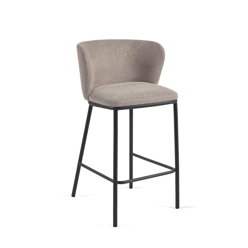 Ciselia stool in brown chenille with black legs 65 cm