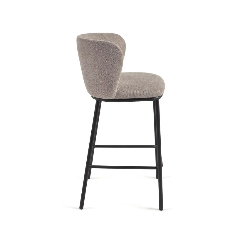 Ciselia stool in brown chenille with black legs 65 cm