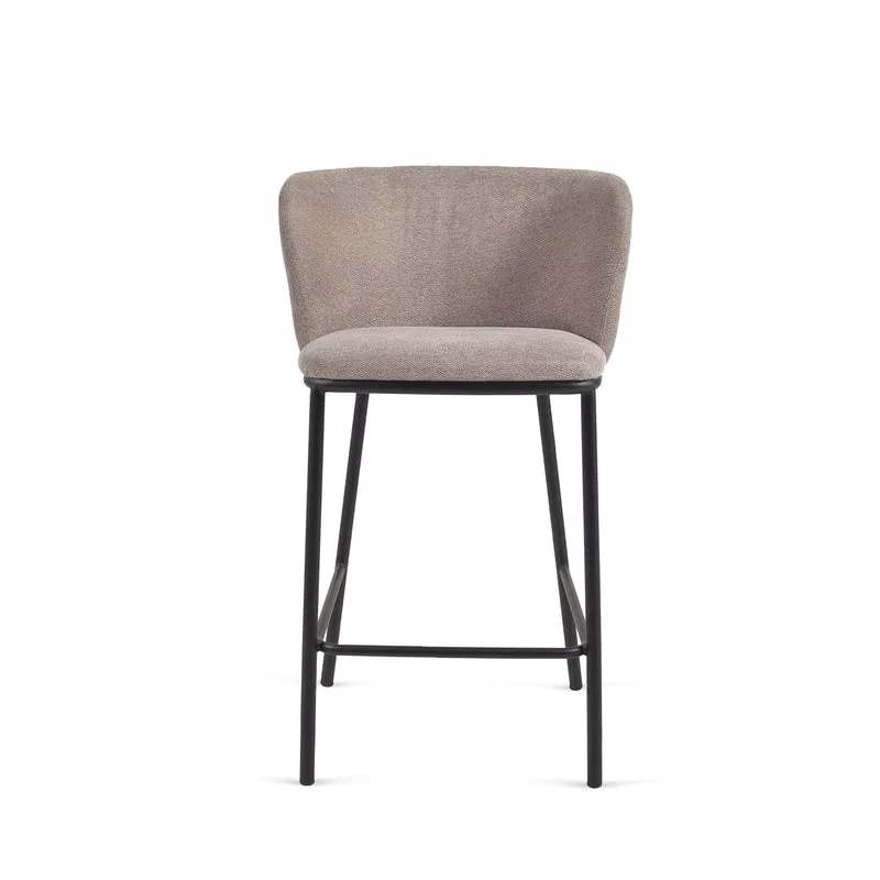 Ciselia stool in brown chenille with black legs 65 cm