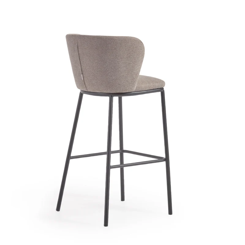 Ciselia stool in light brown chenille and black legs 75 cm