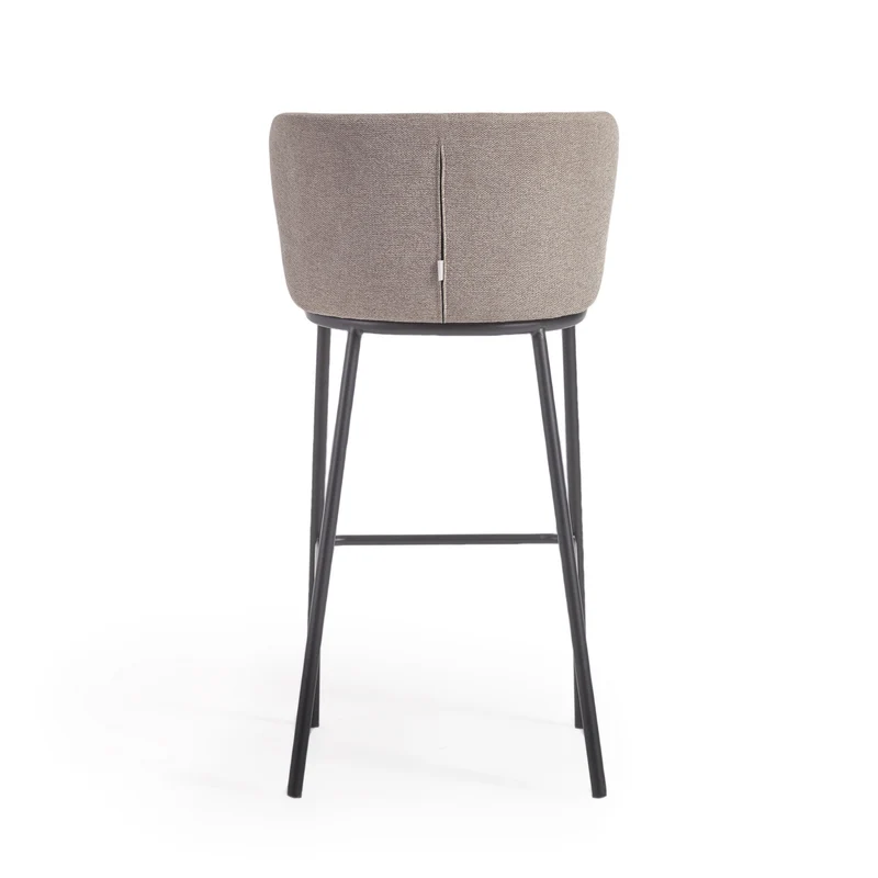 Ciselia stool in light brown chenille and black legs 75 cm
