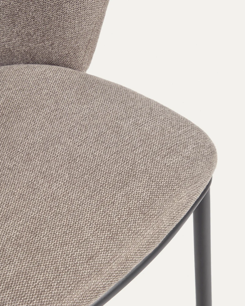 Ciselia stool in light brown chenille and black legs 75 cm