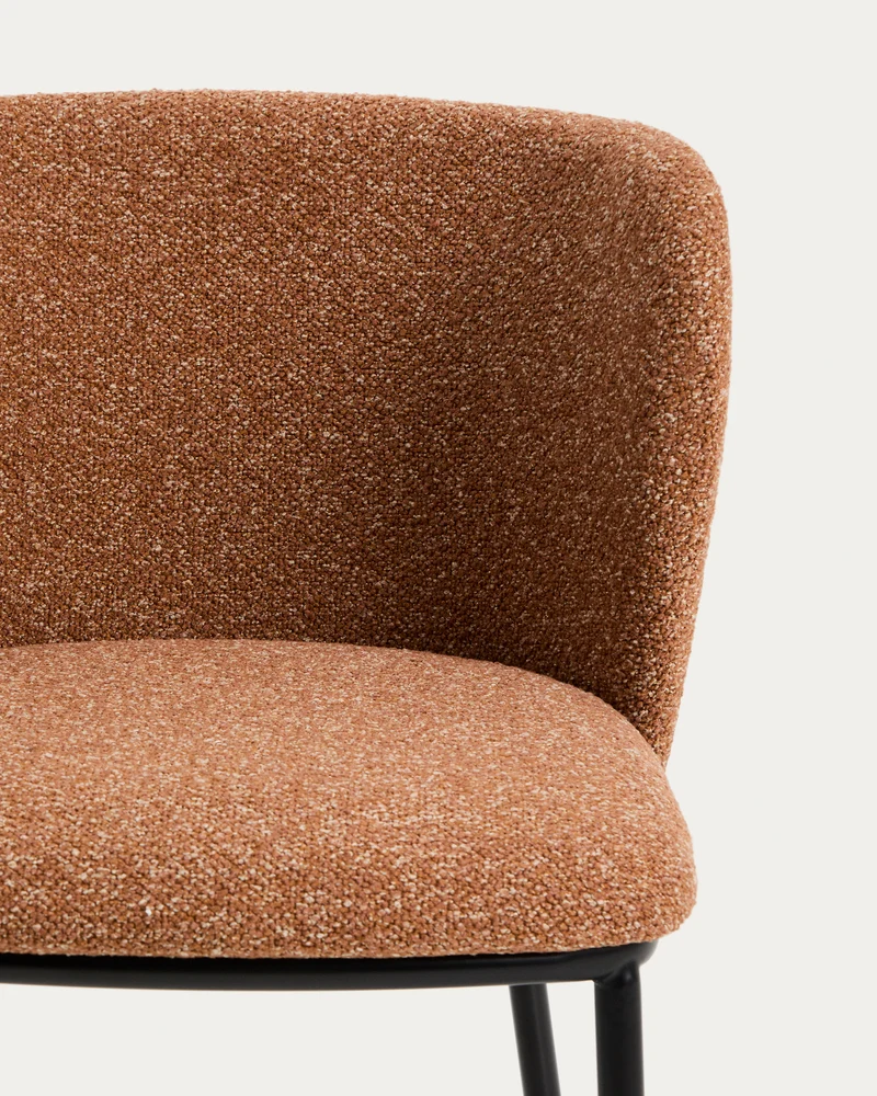 Ciselia terracotta thick chenille chair with black legs