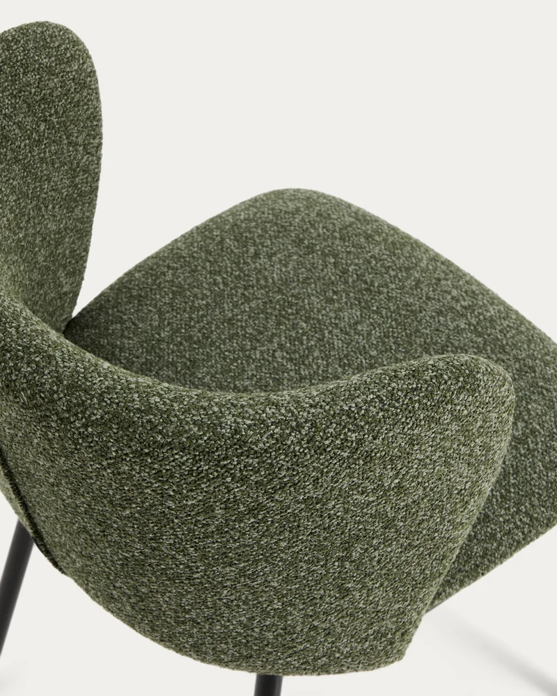 Ciselia dark green thick chenille chair with black legs