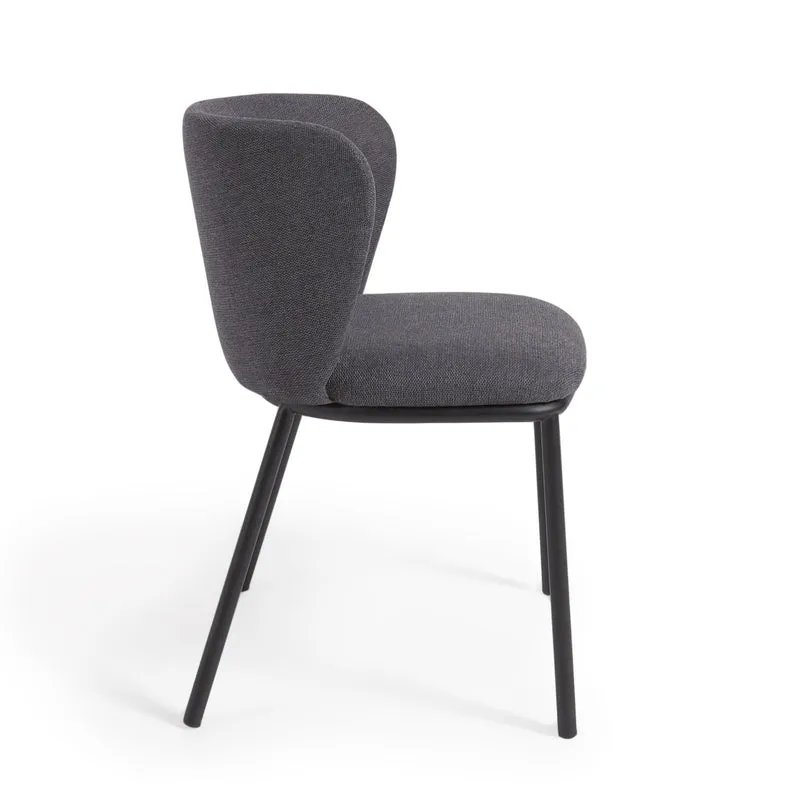 Ciselia chair in dark grey chenille and black legs