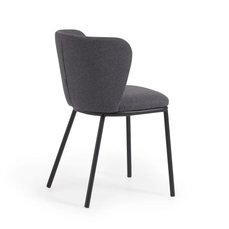Ciselia chair in dark grey chenille and black legs