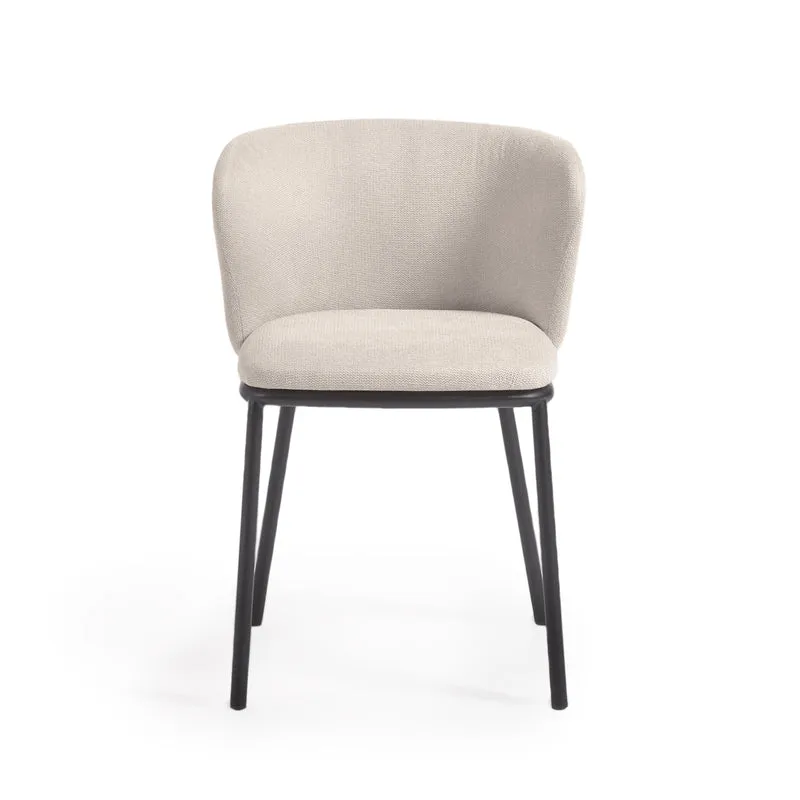 Ciselia chair in beige chenille and black legs