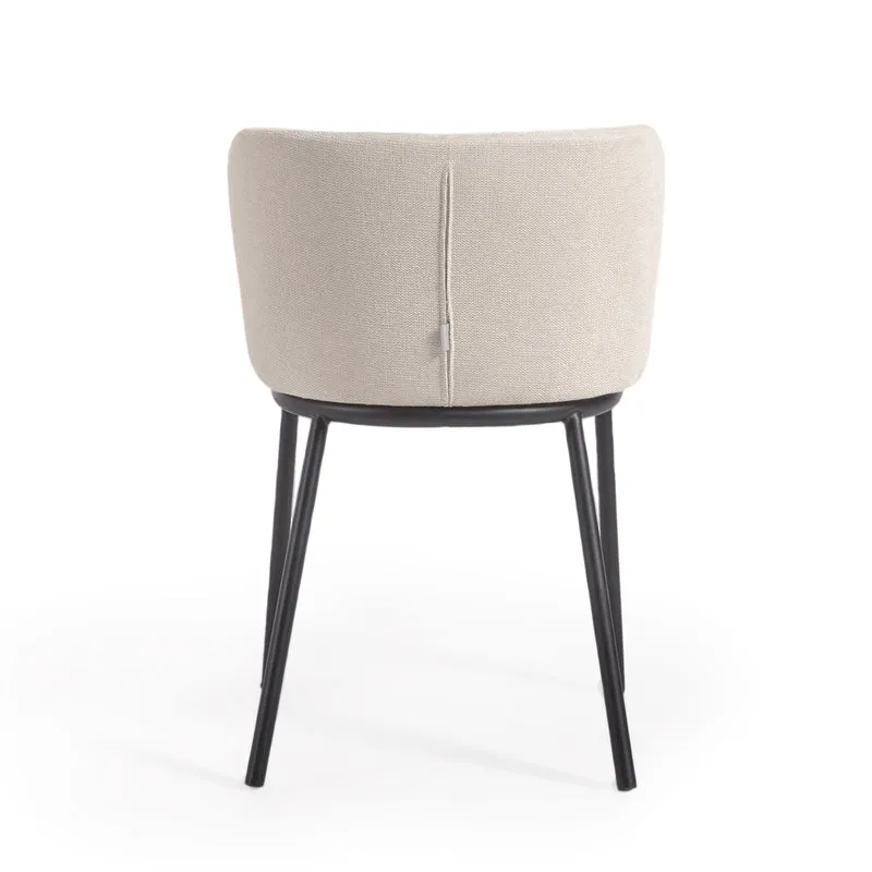 Ciselia chair in beige chenille and black legs