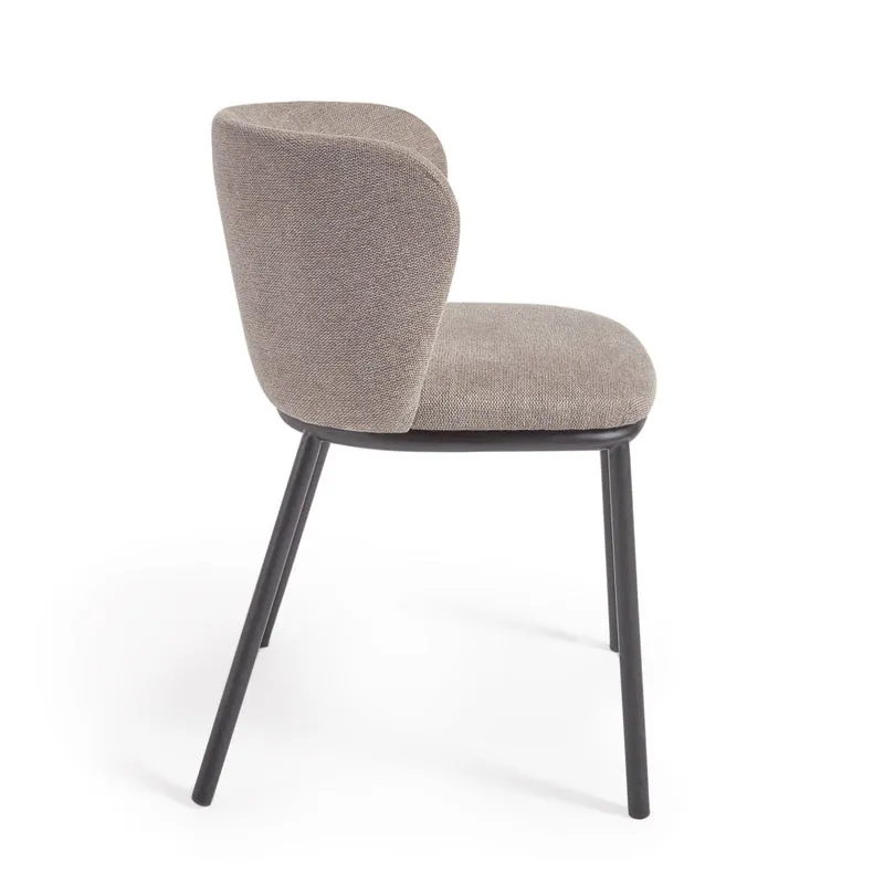 Ciselia chair in light brown chenille and black legs