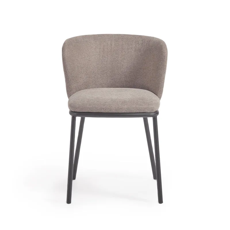 Ciselia chair in light brown chenille and black legs