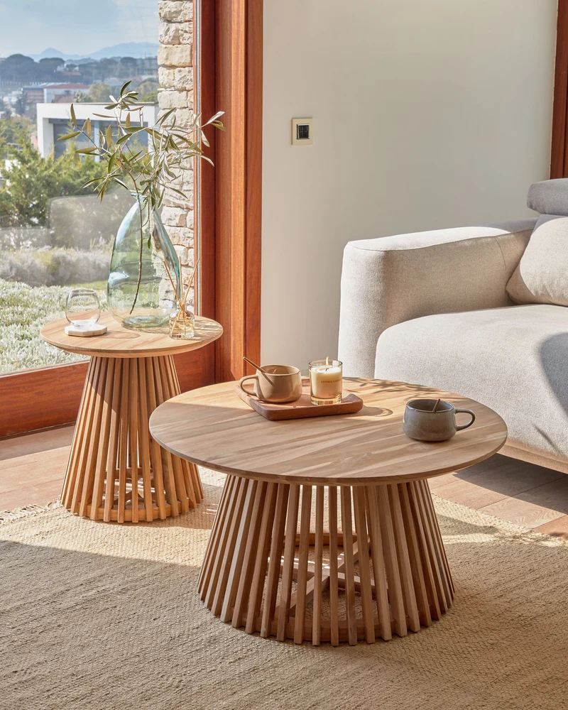 Jeanette round solid teak wood side table, Ø 50 cm
