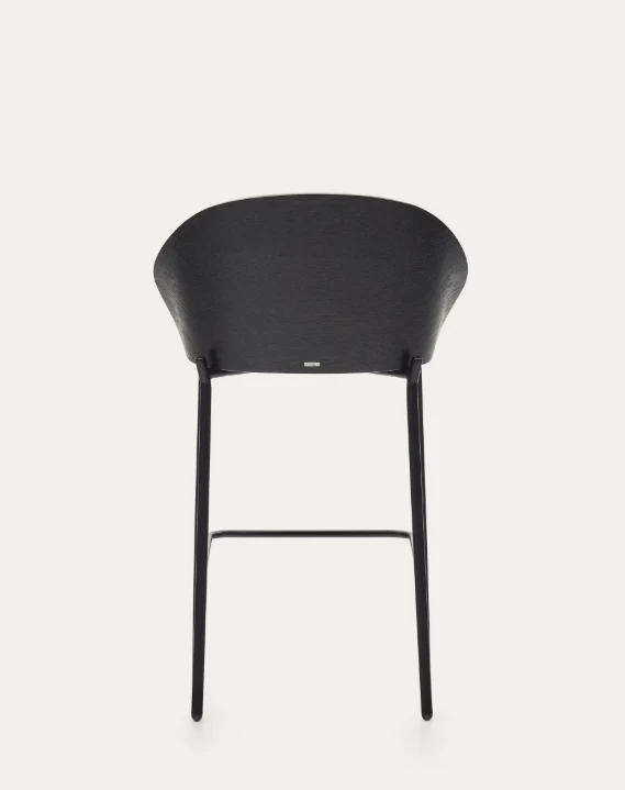 Eamy Stool Grey Chenille & Black Finish 65cm