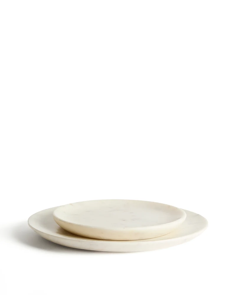 Erefi white marble dessert plate