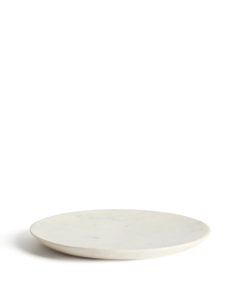 Erefi white marble flat plate