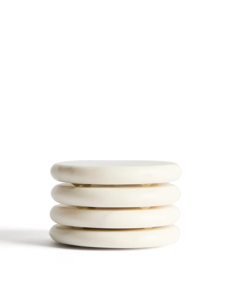 Erefi set of 4 white marble coasters