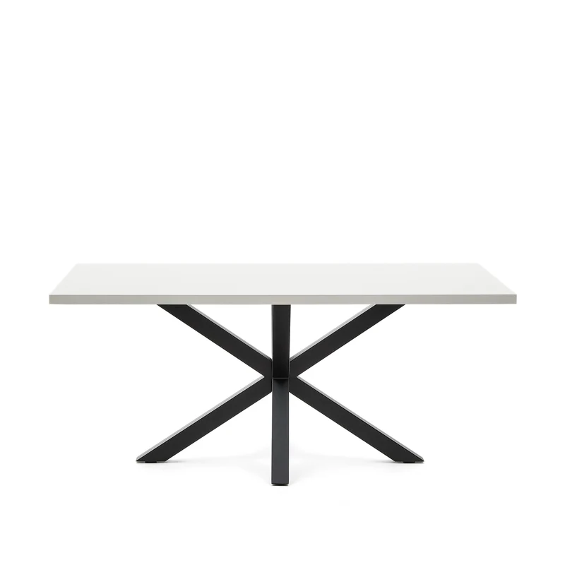 Argo table in melamine with white finish and steel legs with black finish 180 x 100 cm