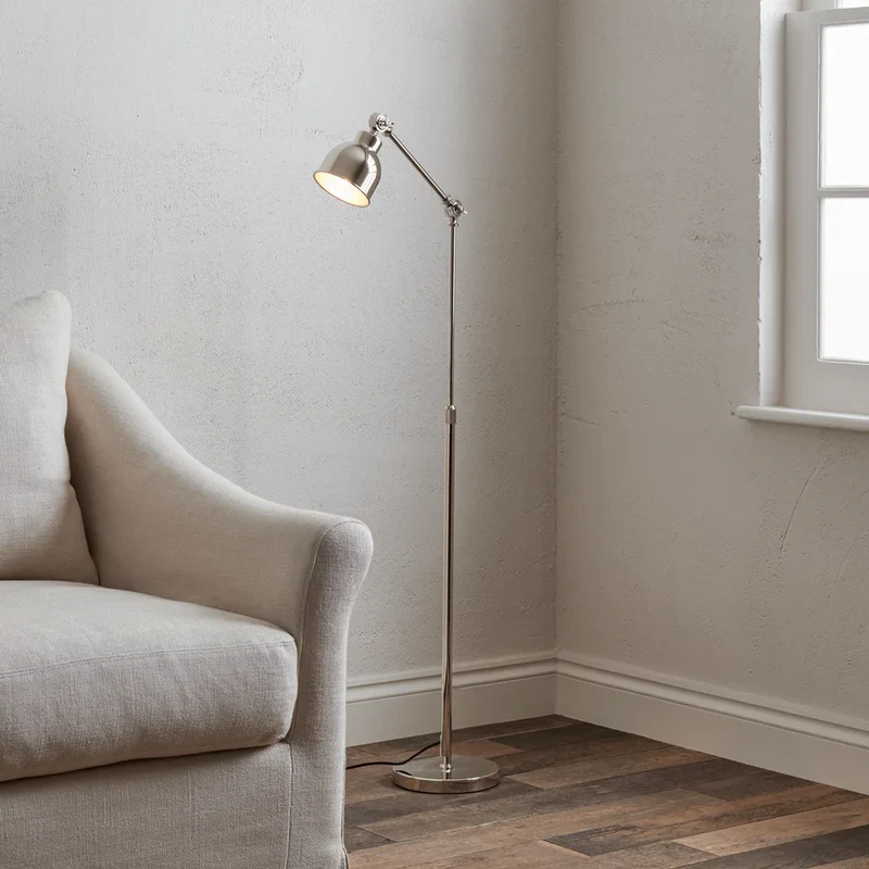 Brompton Reading Floor Lamp, Nickel