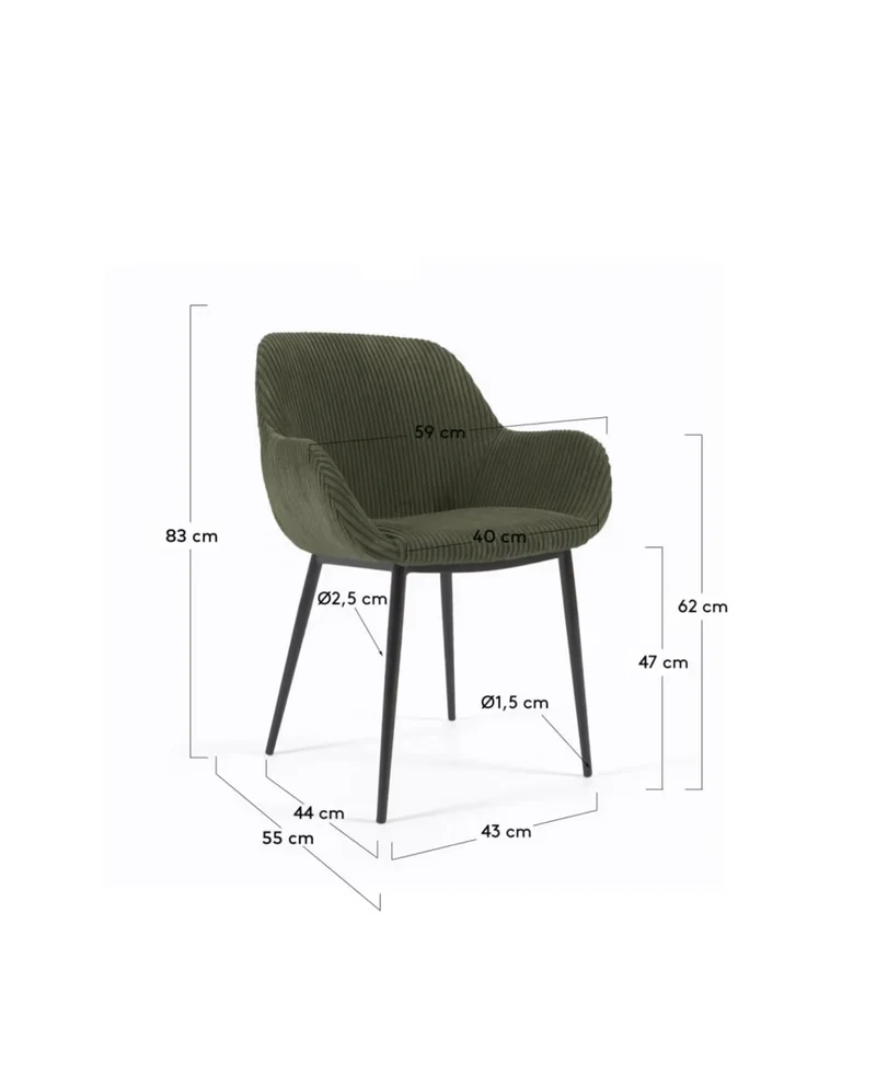 Konna Chair Dark Green & Black Leg