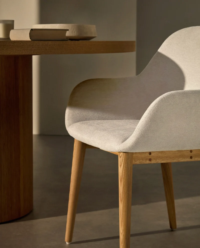 Konna Chair Beige & Natural Finish