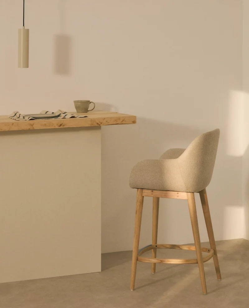 Konna Stool Beige & Light Finish 65 cm