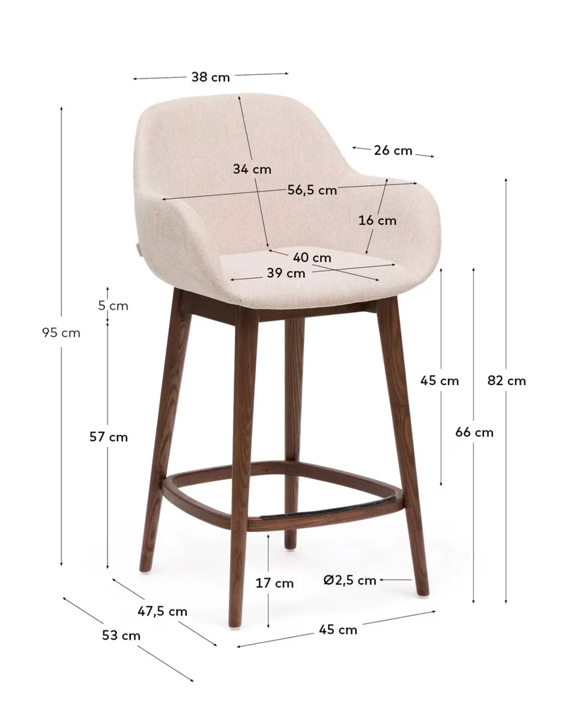 Konna Stool Beige & Dark Finish 65cm