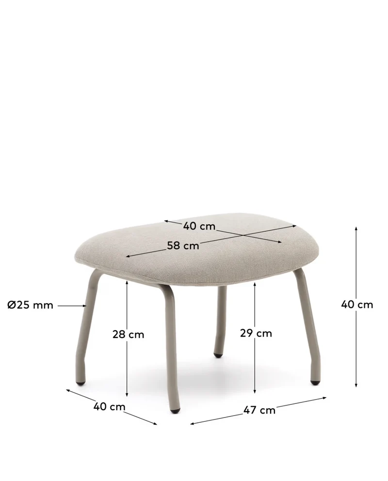 Belina Footrest Beige Chenille & Beige Leg