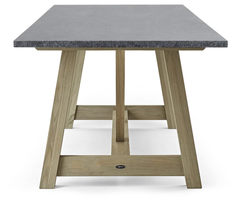 Stanway Teak Rectangular Table with Granite Top, 8 Seater