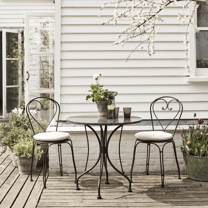 Boscombe Round Bistro Table with Granite Top, Black