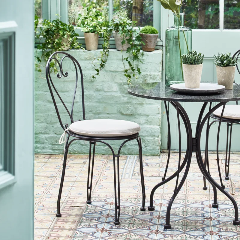 Boscombe Round Bistro Table with Granite Top, Black