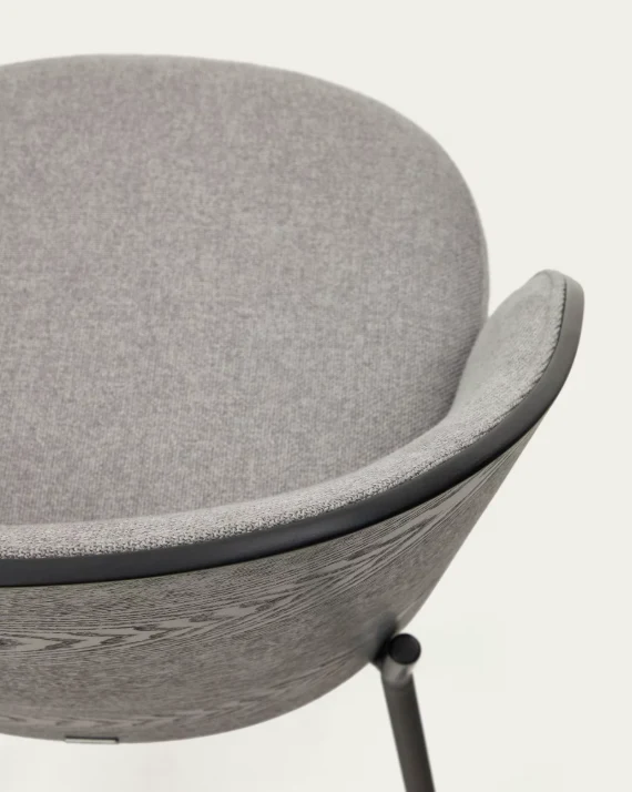 Eamy Chair Light Grey Chenille & Black Finish