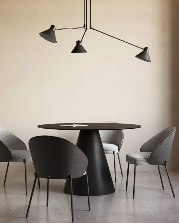 Eamy Chair Light Grey Chenille & Black Finish