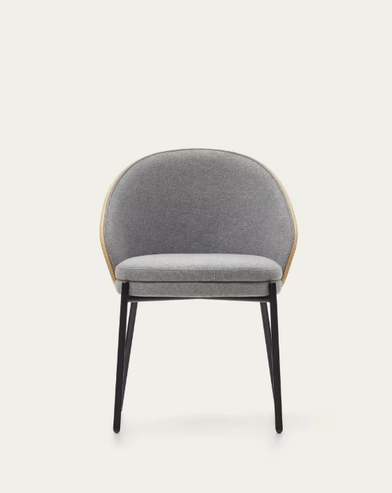 Eamy Chair Light Grey Chenille & Natural Finish