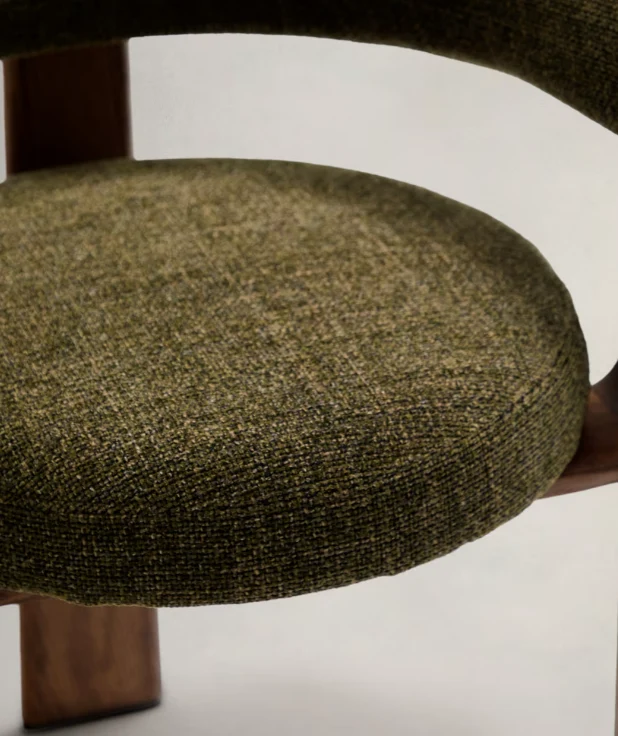 Granite Dining Chair Green Chenille & Walnut