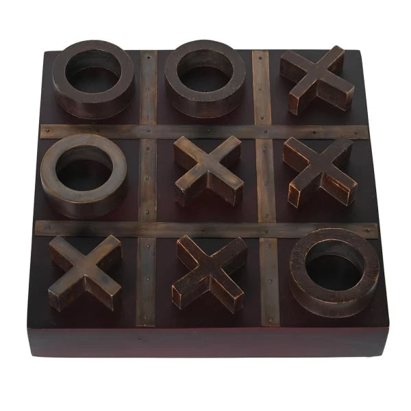 Aged Brass Noughts and Crosses Board
