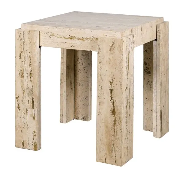 Santiago Travertine Marble Square Side Table