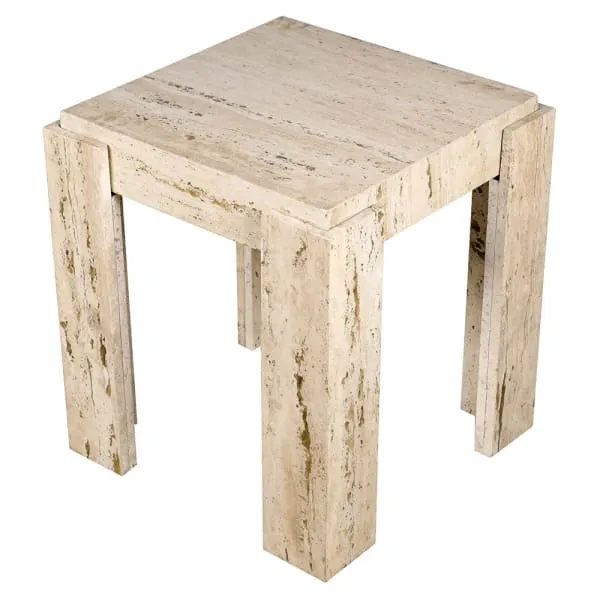 Santiago Travertine Marble Square Side Table