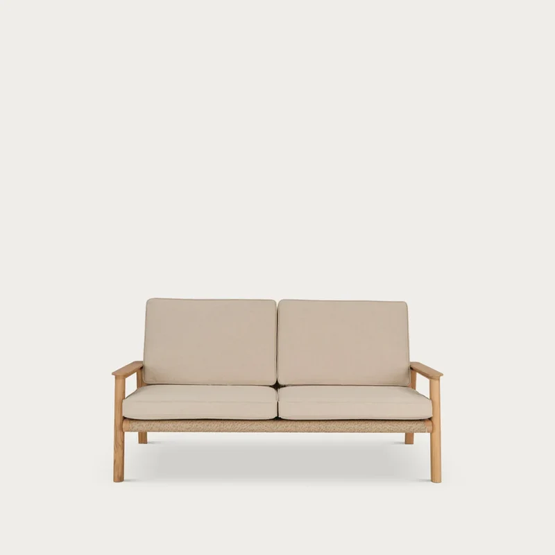 Kew Teak 2 Seater Sofa with Natural Cushions