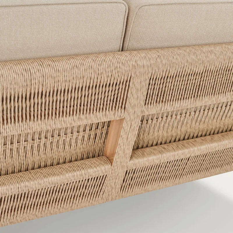 Kew Teak 2 Seater Sofa with Natural Cushions