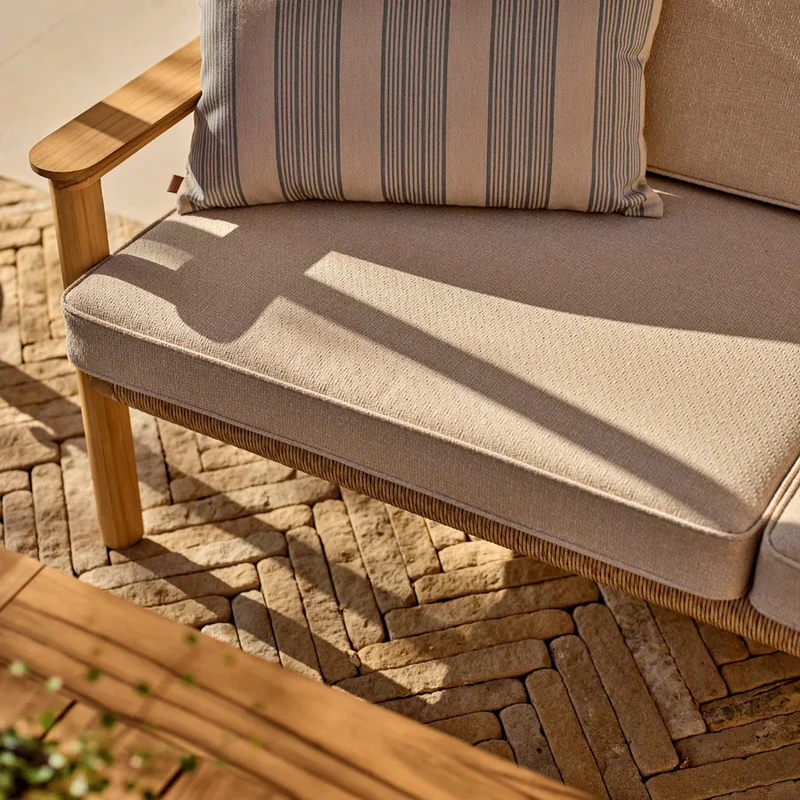 Kew Teak 2 Seater Sofa with Natural Cushions