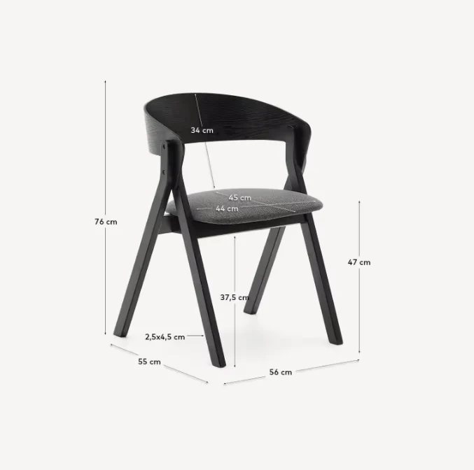 Godia Chair Black & Grey Chenille