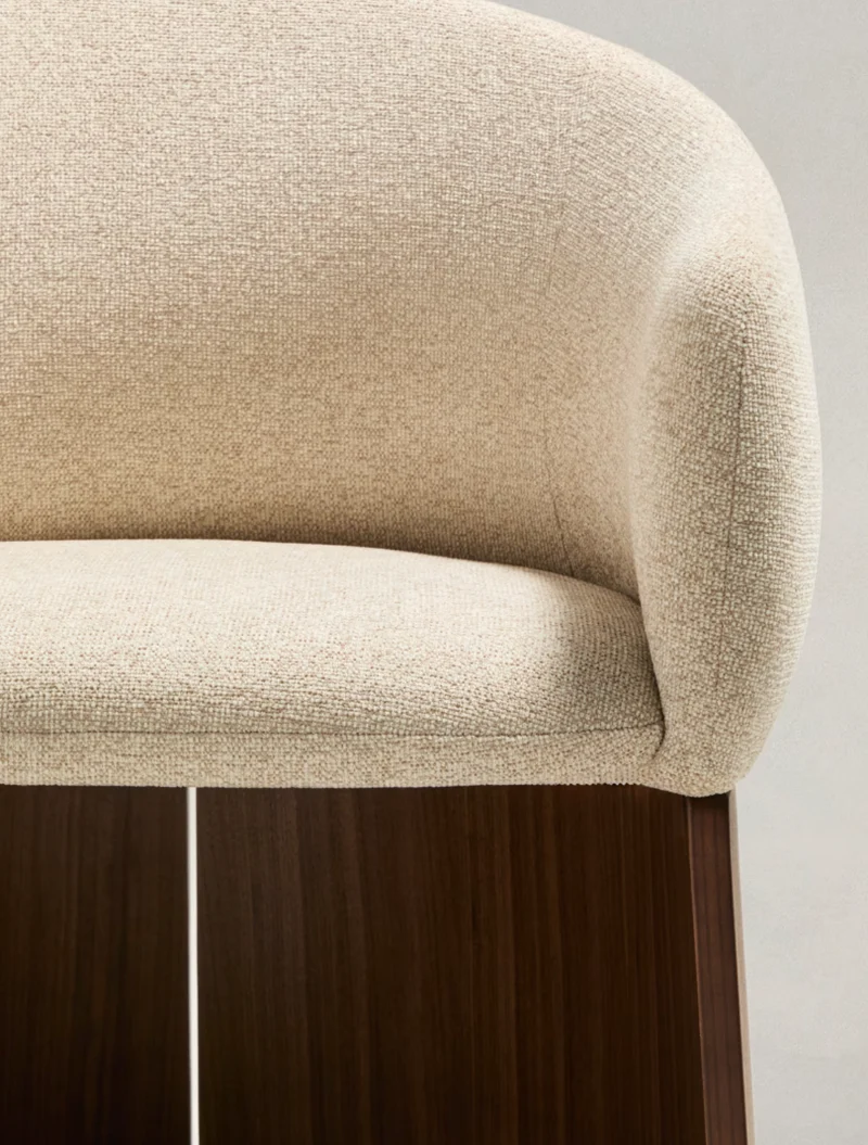Bosca Chair Beige Chenille & Walnut