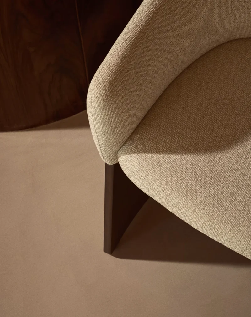 Bosca Chair Beige Chenille & Walnut